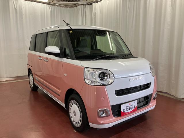 ムーヴキャンバスストライプスＧひょう害車　届出済未使用車　展示車　両側パワードア　スマートキー　禁煙　セキュリティアラーム　電格ミラー　ＬＥＤライト　レーンキープ　フロントベンチシート　シ−トヒ−タ−（長崎県）の中古車