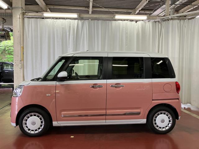 ムーヴキャンバスストライプスＧひょう害車　届出済未使用車　展示車　両側パワードア　スマートキー　禁煙　セキュリティアラーム　電格ミラー　ＬＥＤライト　レーンキープ　フロントベンチシート　シ−トヒ−タ−（長崎県）の中古車