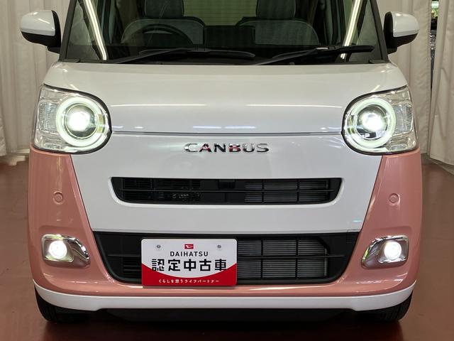ムーヴキャンバスストライプスＧひょう害車　届出済未使用車　展示車　両側パワードア　スマートキー　禁煙　セキュリティアラーム　電格ミラー　ＬＥＤライト　レーンキープ　フロントベンチシート　シ−トヒ−タ−（長崎県）の中古車