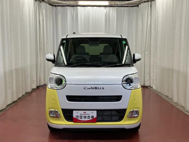 ムーヴキャンバスストライプスＧ届出済未使用車　元展示車　衝突被害軽減システム　アイドリングストップ　禁煙　電動格納式ドアミラー　ＬＥＤライト　イモビライザー　車線逸脱警告　シートヒーター　スマートキー　ベンチシート　オートライト（長崎県）の中古車