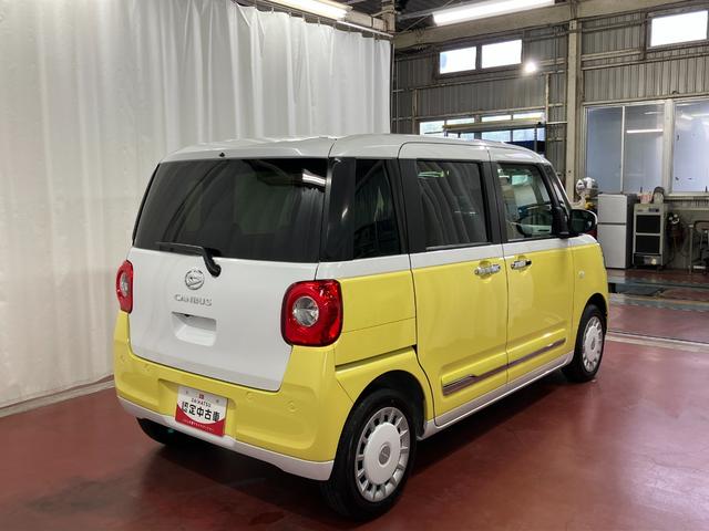 ムーヴキャンバスストライプスＧ届出済未使用車　元展示車　衝突被害軽減システム　アイドリングストップ　禁煙　電動格納式ドアミラー　ＬＥＤライト　イモビライザー　車線逸脱警告　シートヒーター　スマートキー　ベンチシート　オートライト（長崎県）の中古車