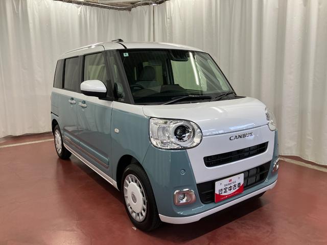 ムーヴキャンバスストライプスＧ元展示車　衝突被害軽減システム　アイドリングストップ　禁煙　電動格納式ドアミラー　ＬＥＤライト　イモビライザー　車線逸脱警告　シートヒーター　スマートキー　ベンチシート　オートライト（長崎県）の中古車