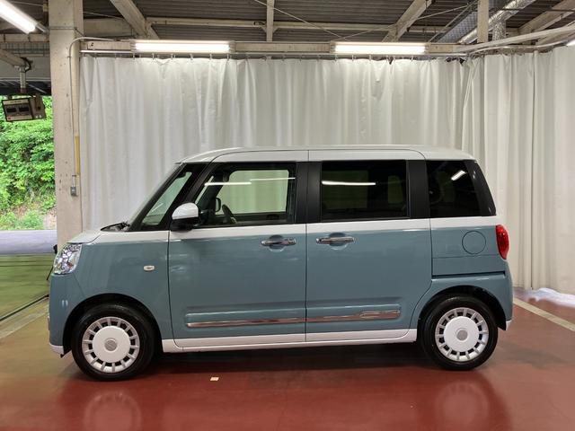 ムーヴキャンバスストライプスＧ元展示車　衝突被害軽減システム　アイドリングストップ　禁煙　電動格納式ドアミラー　ＬＥＤライト　イモビライザー　車線逸脱警告　シートヒーター　スマートキー　ベンチシート　オートライト（長崎県）の中古車