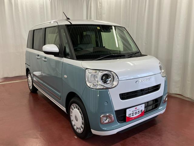 ムーヴキャンバスストライプスＧ元試乗車　ディスプレイオーディオ　バックカメラ　衝突被害軽減システム　アイドリングストップ　ブルートゥース　ＴＶ　ＬＥＤヘッドランプ　イモビライザー　車線逸脱警告　シートヒーター　スマートキー（長崎県）の中古車