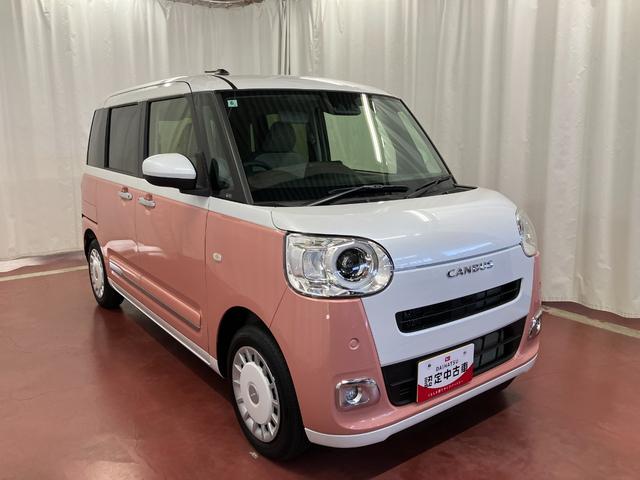 ムーヴキャンバスストライプスＧ届出済未使用車　元展示車　衝突被害軽減システム　アイドリングストップ　禁煙　電動格納式ドアミラー　ＬＥＤヘッドランプ　イモビライザー　車線逸脱警告　シートヒーター　スマートキー　オートライト（長崎県）の中古車