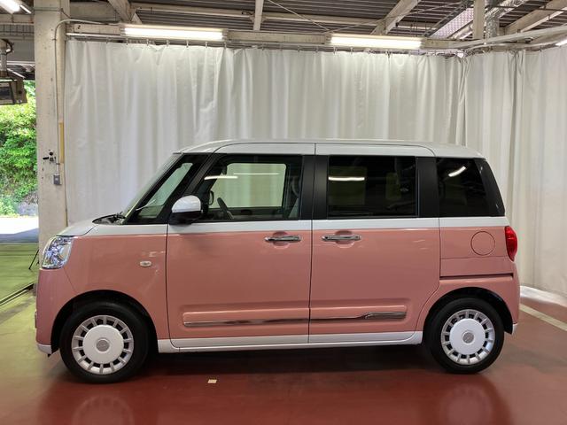 ムーヴキャンバスストライプスＧ届出済未使用車　元展示車　衝突被害軽減システム　アイドリングストップ　禁煙　電動格納式ドアミラー　ＬＥＤヘッドランプ　イモビライザー　車線逸脱警告　シートヒーター　スマートキー　オートライト（長崎県）の中古車