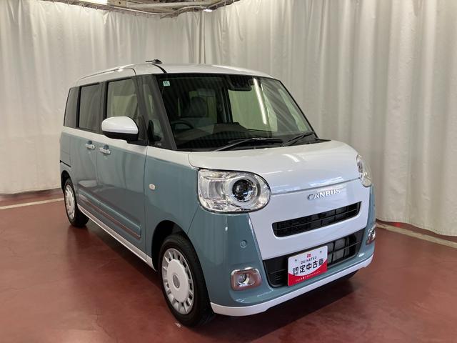 ムーヴキャンバスストライプスＧ届出済未使用車　元展示車　両側自動スライドドア　衝突被害軽減システム　イモビライザー　アイドリングストップ　電動格納式ドアミラー　シートヒーター　ＬＥＤヘッドランプ　スマートキー　プッシュスタート（長崎県）の中古車
