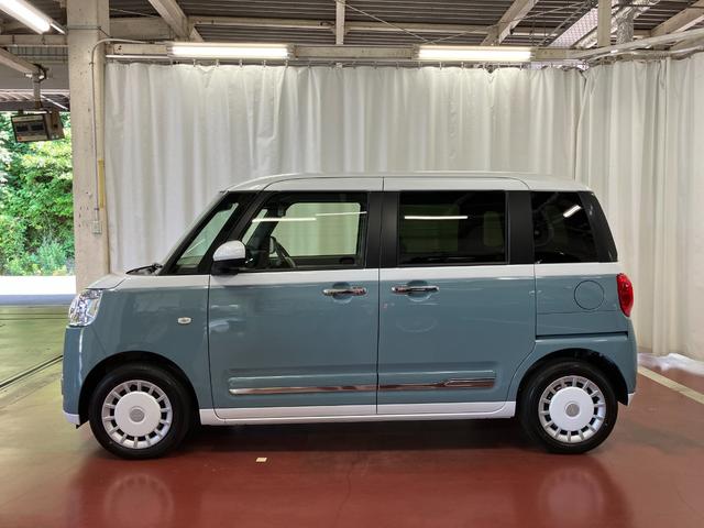 ムーヴキャンバスストライプスＧ届出済未使用車　元展示車　両側自動スライドドア　衝突被害軽減システム　イモビライザー　アイドリングストップ　電動格納式ドアミラー　シートヒーター　ＬＥＤヘッドランプ　スマートキー　プッシュスタート（長崎県）の中古車