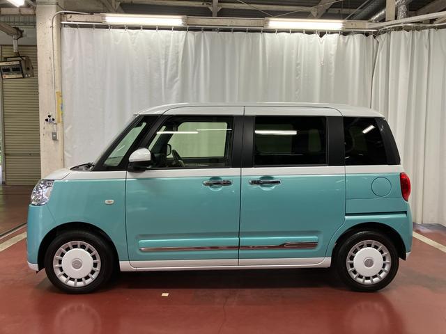 ムーヴキャンバスストライプスＧ届出済未使用車　元展示車　両側電動スライドドア　衝突被害軽減システム　イモビライザー　アイドリングストップ　電動格納式ドアミラー　シートヒーター　ＬＥＤヘッドランプ　スマートキー　プッシュスタート（長崎県）の中古車