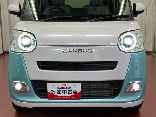 ムーヴキャンバスストライプスＧ届出済未使用車　元展示車　両側電動スライドドア　衝突被害軽減システム　イモビライザー　アイドリングストップ　電動格納式ドアミラー　シートヒーター　ＬＥＤヘッドランプ　スマートキー　プッシュスタート（長崎県）の中古車