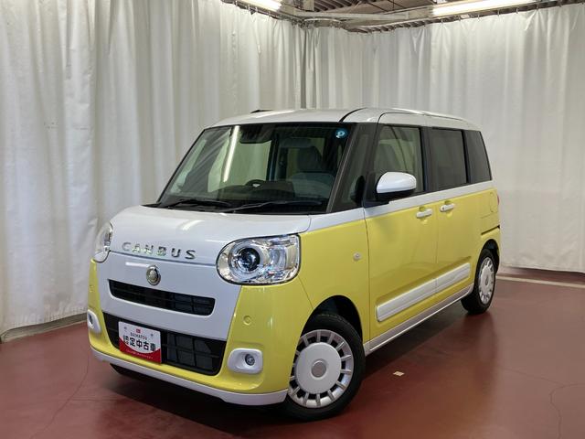 ムーヴキャンバスストライプスＧ元試乗車　アイドリングストップ　セキュリティアラーム　スマートキー　プッシュスタート　シートヒーター　１オーナー　ＬＥＤヘッドランプ　車線逸脱警報　ベンチシート　オートマチックハイビーム　オートライト（長崎県）の中古車