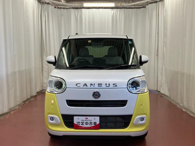 ムーヴキャンバスストライプスＧ元試乗車　アイドリングストップ　セキュリティアラーム　スマートキー　プッシュスタート　シートヒーター　１オーナー　ＬＥＤヘッドランプ　車線逸脱警報　ベンチシート　オートマチックハイビーム　オートライト（長崎県）の中古車