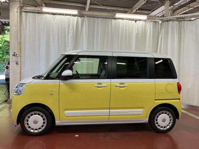 ムーヴキャンバスストライプスＧ元試乗車　アイドリングストップ　セキュリティアラーム　スマートキー　プッシュスタート　シートヒーター　１オーナー　ＬＥＤヘッドランプ　車線逸脱警報　ベンチシート　オートマチックハイビーム　オートライト（長崎県）の中古車