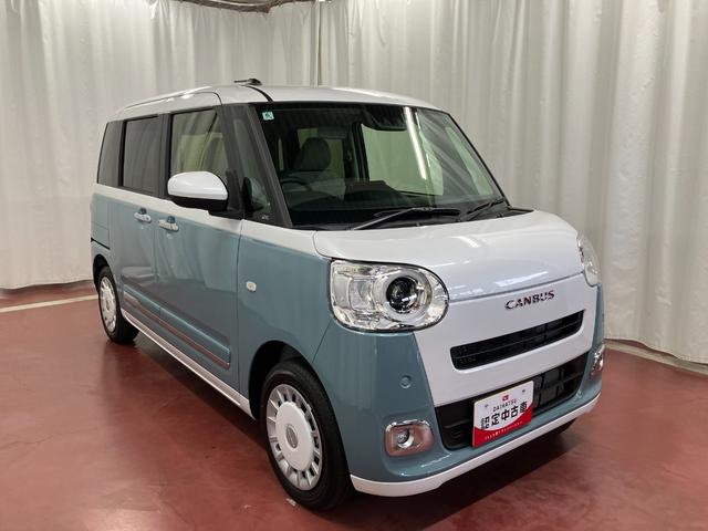 ムーヴキャンバスストライプスＧ届出済未使用車　元展示車　アイドリングストップ　禁煙　セキュリティアラーム　スマートキー　プッシュスタート　シートヒーター　１オーナー車　ＬＥＤヘッドランプ　車線逸脱警報　オートマチックハイビーム（長崎県）の中古車