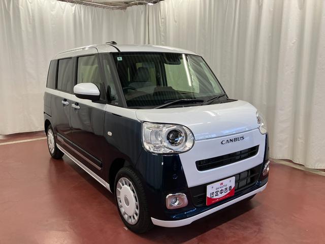 ムーヴキャンバスストライプスＧ届出済未使用車　元展示車　アイドリングストップ　セキュリティアラーム　スマートキー　プッシュスタート　シートヒーター　１オーナー車　ＬＥＤヘッドランプ　車線逸脱警報　ベンチシート　オートハイビーム（長崎県）の中古車