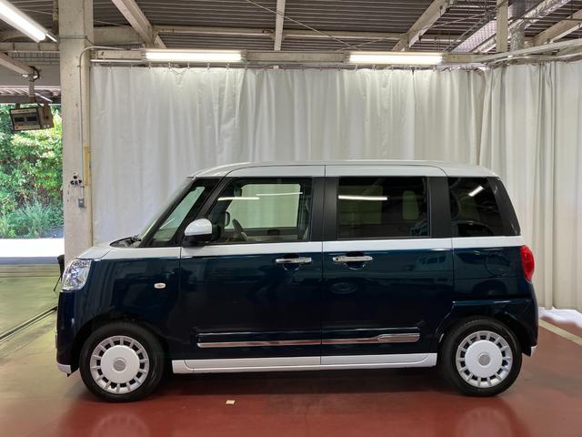 ムーヴキャンバスストライプスＧ届出済未使用車　元展示車　アイドリングストップ　セキュリティアラーム　スマートキー　プッシュスタート　シートヒーター　１オーナー車　ＬＥＤヘッドランプ　車線逸脱警報　ベンチシート　オートハイビーム（長崎県）の中古車
