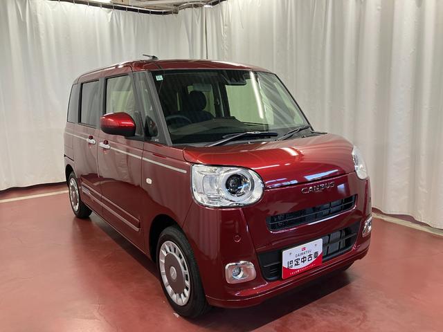 ムーヴキャンバスセオリーＧ届出済未使用車　元展示車　アイドリングストップ　衝突被害軽減システム　電動格納ミラー　ＬＥＤヘッドランプ　シートヒーター　両側電動スライドドア　オートライト　イモビライザー　衝突安全ボディ　１オーナー（長崎県）の中古車
