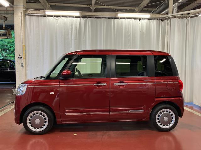 ムーヴキャンバスセオリーＧ届出済未使用車　元展示車　アイドリングストップ　衝突被害軽減システム　電動格納ミラー　ＬＥＤヘッドランプ　シートヒーター　両側電動スライドドア　オートライト　イモビライザー　衝突安全ボディ　１オーナー（長崎県）の中古車