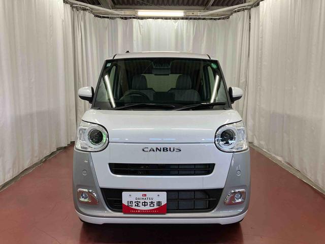 ムーヴキャンバスストライプスＧ届出済未使用車　元展示車　両側電動スライドドア　衝突被害軽減システム　イモビライザー　アイドルストップ　電動格納式ドアミラー　シートヒーター　ＬＥＤヘッドランプ　スマートキー　プッシュスタート（長崎県）の中古車