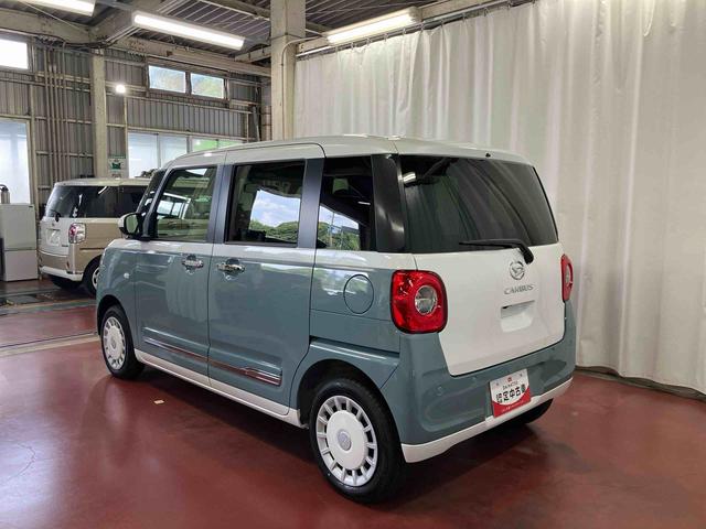 ムーヴキャンバスストライプスＧ届出済未使用車　元展示車　アイドリングストップ　禁煙　セキュリティアラーム　スマートキー　プッシュスタート　シートヒーター　１オーナー車　ＬＥＤヘッドランプ　車線逸脱警報　オートマチックハイビーム（長崎県）の中古車