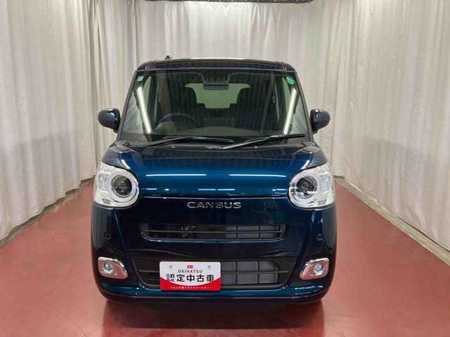 ムーヴキャンバスセオリーＧ届出済未使用車　元展示車　アイドリングストップ　衝突被害軽減システム　電動格納ミラー　ＬＥＤヘッドランプ　シートヒーター　両側電動スライドドア　オートライト　ベンチシート　衝突安全ボディ　１オーナー（長崎県）の中古車