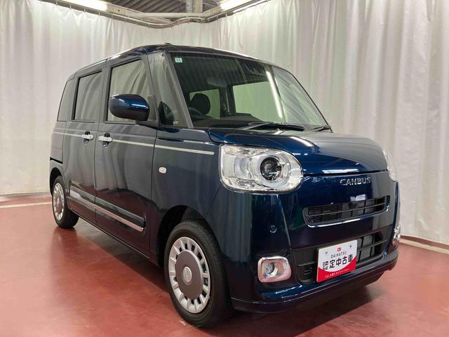 ムーヴキャンバスセオリーＧ届出済未使用車　元展示車　アイドリングストップ　衝突被害軽減システム　電動格納ミラー　ＬＥＤヘッドランプ　シートヒーター　両側電動スライドドア　オートライト　ベンチシート　衝突安全ボディ　１オーナー（長崎県）の中古車
