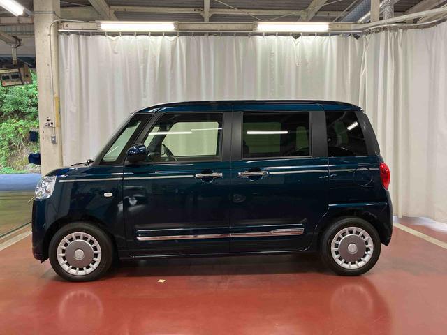 ムーヴキャンバスセオリーＧ届出済未使用車　元展示車　アイドリングストップ　衝突被害軽減システム　電動格納ミラー　ＬＥＤヘッドランプ　シートヒーター　両側電動スライドドア　オートライト　ベンチシート　衝突安全ボディ　１オーナー（長崎県）の中古車