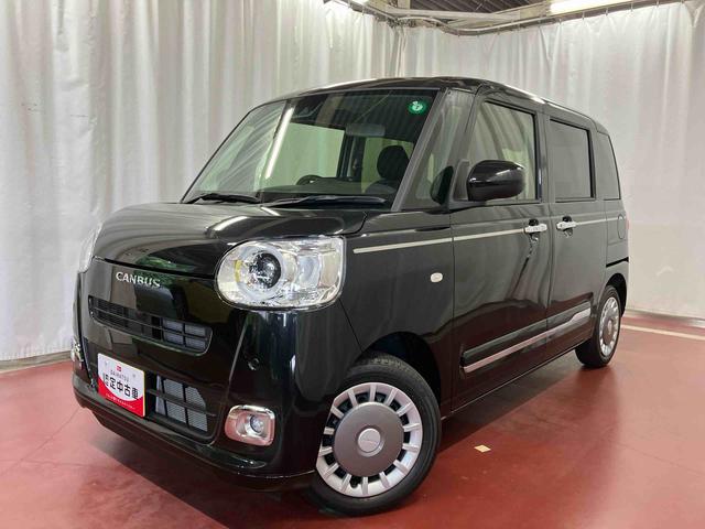 ムーヴキャンバスセオリーＧ届出済未使用車　元展示車　アイドリングストップ　衝突被害軽減システム　電動格納ミラー　ＬＥＤヘッドランプ　シートヒーター　両側電動スライドドア　オートライト　ベンチシート　衝突安全ボディ　１オーナー（長崎県）の中古車
