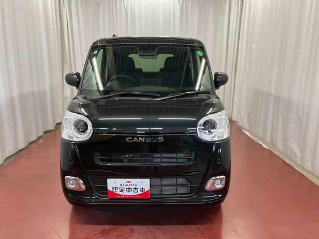 ムーヴキャンバスセオリーＧ届出済未使用車　元展示車　アイドリングストップ　衝突被害軽減システム　電動格納ミラー　ＬＥＤヘッドランプ　シートヒーター　両側電動スライドドア　オートライト　ベンチシート　衝突安全ボディ　１オーナー（長崎県）の中古車