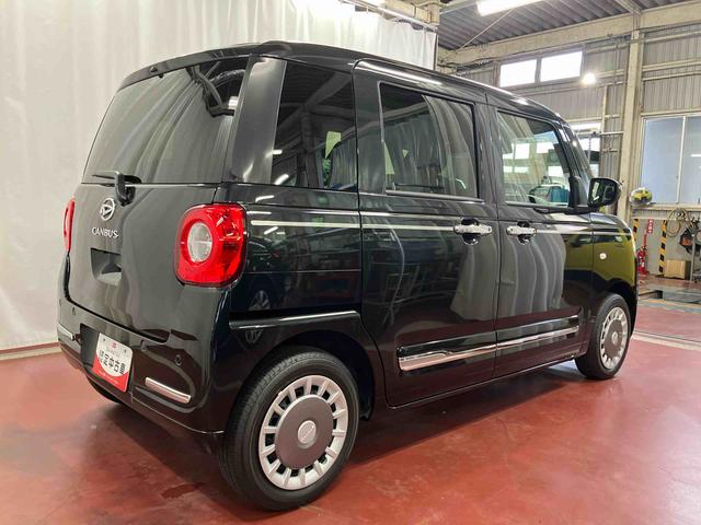 ムーヴキャンバスセオリーＧ届出済未使用車　元展示車　アイドリングストップ　衝突被害軽減システム　電動格納ミラー　ＬＥＤヘッドランプ　シートヒーター　両側電動スライドドア　オートライト　ベンチシート　衝突安全ボディ　１オーナー（長崎県）の中古車