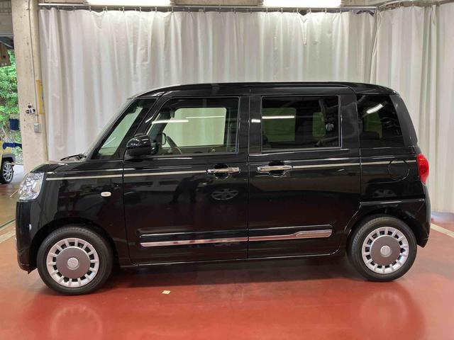 ムーヴキャンバスセオリーＧ届出済未使用車　元展示車　アイドリングストップ　衝突被害軽減システム　電動格納ミラー　ＬＥＤヘッドランプ　シートヒーター　両側電動スライドドア　オートライト　ベンチシート　衝突安全ボディ　１オーナー（長崎県）の中古車
