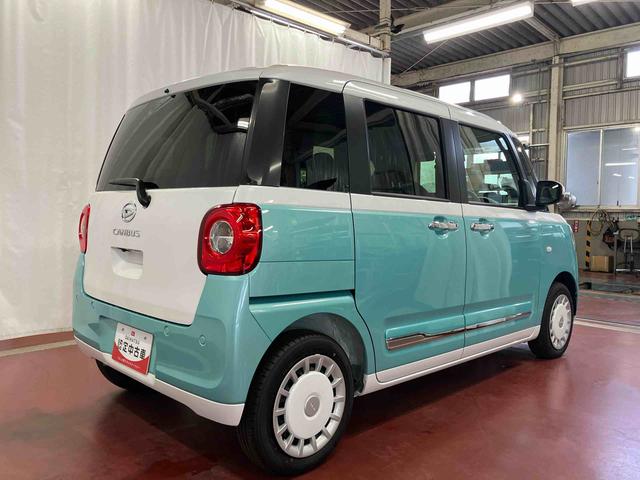 ムーヴキャンバスストライプスＧ届出済未使用車　元展示車　衝突被害軽減システム　車線逸脱警報　衝突安全ボディ　禁煙　スマートキー　プッシュスタート　シートヒーター　ベンチシート　ＬＥＤヘッドランプ　両側電動スライドドア（長崎県）の中古車