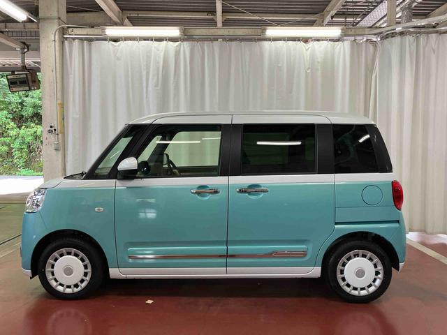 ムーヴキャンバスストライプスＧ届出済未使用車　元展示車　衝突被害軽減システム　車線逸脱警報　衝突安全ボディ　禁煙　スマートキー　プッシュスタート　シートヒーター　ベンチシート　ＬＥＤヘッドランプ　両側電動スライドドア（長崎県）の中古車