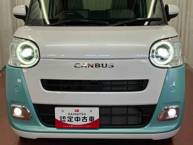 ムーヴキャンバスストライプスＧ届出済未使用車　元展示車　衝突被害軽減システム　車線逸脱警報　衝突安全ボディ　禁煙　スマートキー　プッシュスタート　シートヒーター　ベンチシート　ＬＥＤヘッドランプ　両側電動スライドドア（長崎県）の中古車