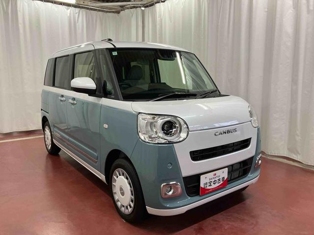 ムーヴキャンバスストライプスG届出済未使用車 元展示車 禁煙 衝突被害軽減システム スマートキー プッシュスタート シートヒーター LEDヘッドランプ オートマチックハイビーム オートライト ベンチシート 衝突安全ボディ(長崎県)の中古車