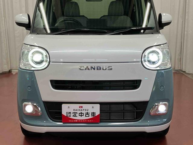 ムーヴキャンバスストライプスG届出済未使用車 元展示車 禁煙 衝突被害軽減システム スマートキー プッシュスタート シートヒーター LEDヘッドランプ オートマチックハイビーム オートライト ベンチシート 衝突安全ボディ(長崎県)の中古車