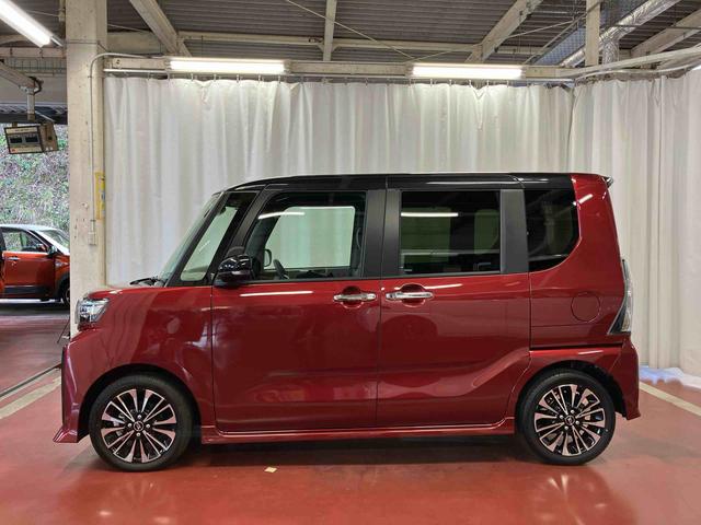 タントカスタムRS元試乗車 ターボ 両側電動スライドドア レーンキープアシスト アイドリングストップ 電動格納ミラー シートヒーター オートマチックハイビーム LEDヘッドランプ 1オーナー オートライト スマートキー(長崎県)の中古車