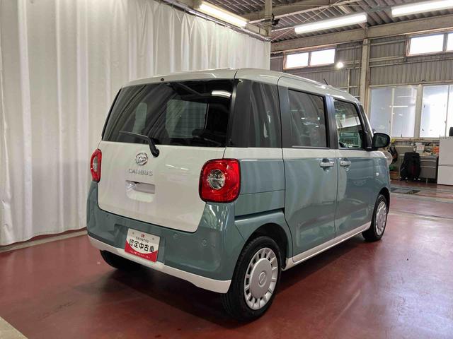 ムーヴキャンバスストライプスＸ届出済未使用車　元展示車　禁煙　アイドリングストップ　衝突被害軽減システム　電動格納ミラー　レーンキープアシスト　１オーナー　スマートキー　両側電動スライドドア　イモビライザー　ベンチシート（長崎県）の中古車