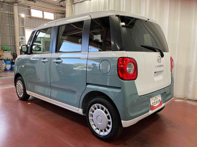 ムーヴキャンバスストライプスＸ届出済未使用車　元展示車　禁煙　アイドリングストップ　衝突被害軽減システム　電動格納ミラー　レーンキープアシスト　１オーナー　スマートキー　両側電動スライドドア　イモビライザー　ベンチシート（長崎県）の中古車