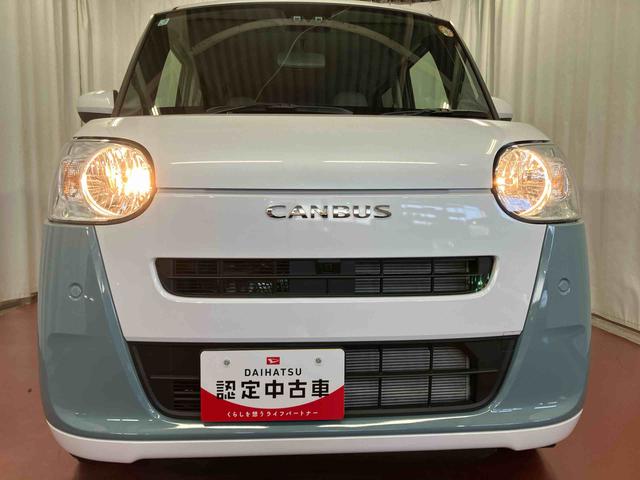 ムーヴキャンバスストライプスＸ届出済未使用車　元展示車　禁煙　アイドリングストップ　衝突被害軽減システム　電動格納ミラー　レーンキープアシスト　１オーナー　スマートキー　両側電動スライドドア　イモビライザー　ベンチシート（長崎県）の中古車