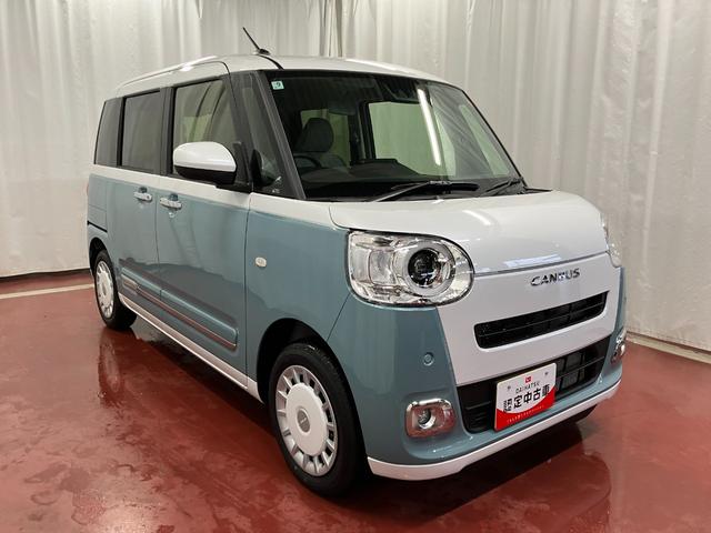 ムーヴキャンバスストライプスG届出済未使用車 元展示車 1オーナー アイドリングストップ 禁煙 セキュリティアラーム キーフリー プッシュスタート シートヒーター LEDヘッドランプ レーンキープアシスト オートマチックハイビーム(長崎県)の中古車