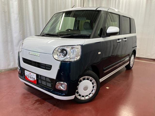 ムーヴキャンバスストライプスＧ届出済未使用車　元展示車　衝突被害軽減システム　禁煙　スマートキー　プッシュスタート　両側電動スライドドア　シートヒーター　ＬＥＤヘッドランプ　オートライト　車線逸脱警報　ベンチシート（長崎県）の中古車