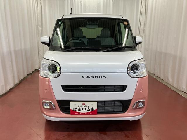 ムーヴキャンバスストライプスＧ届出済未使用車　元展示車　衝突被害軽減システム　禁煙　スマートキー　プッシュスタート　両側電動スライドドア　シートヒーター　ＬＥＤヘッドランプ　電動パーキングブレーキ　車線逸脱警報　ベンチシート（長崎県）の中古車