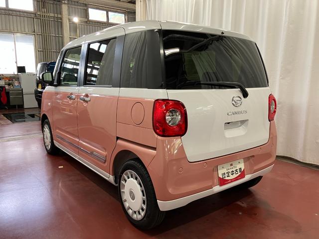 ムーヴキャンバスストライプスＧ届出済未使用車　元展示車　衝突被害軽減システム　禁煙　スマートキー　プッシュスタート　両側電動スライドドア　シートヒーター　ＬＥＤヘッドランプ　電動パーキングブレーキ　車線逸脱警報　ベンチシート（長崎県）の中古車