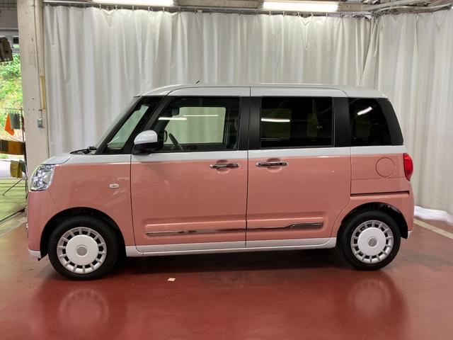 ムーヴキャンバスストライプスＧ届出済未使用車　元展示車　衝突被害軽減システム　禁煙　スマートキー　プッシュスタート　両側電動スライドドア　シートヒーター　ＬＥＤヘッドランプ　電動パーキングブレーキ　車線逸脱警報　ベンチシート（長崎県）の中古車