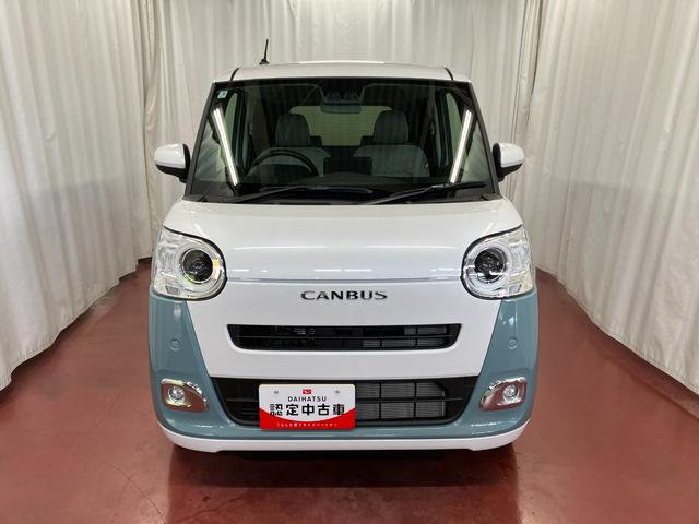 ムーヴキャンバスストライプスＧターボ届出済未使用車　元展示車　禁煙　ターボ　衝突被害軽減システム　アダプティブクルーズコントロール　シートヒーター　両側電動スライドドア　ＬＥＤヘッドランプ　オートマチックハイビーム　スマートキー（長崎県）の中古車