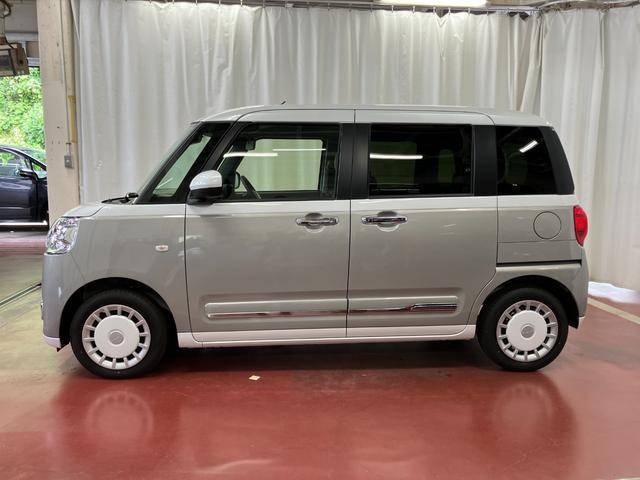 ムーヴキャンバスストライプスG届出済未使用車 元展示車 衝突被害軽減システム 禁煙車 スマートキー プッシュスタート 両側電動スライドドア シートヒーター LEDヘッドランプ 電動パーキングブレーキ 車線逸脱警報 ベンチシート(長崎県)の中古車