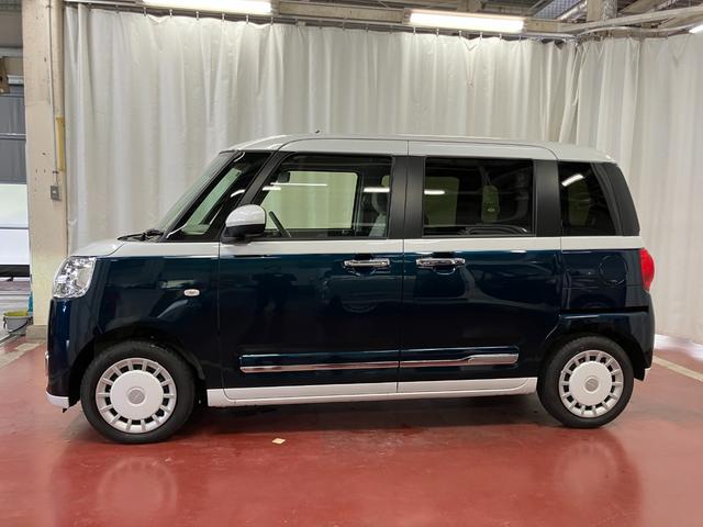 ムーヴキャンバスストライプスＧ届出済未使用車　元展示車　衝突被害軽減システム　禁煙車　スマートキー　プッシュスタート　シートヒーター　両側電動スライドドア　ＬＥＤヘッドランプ　電動パーキングブレーキ　車線逸脱警報　ベンチシート（長崎県）の中古車