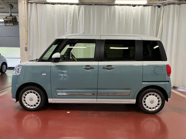 ムーヴキャンバスストライプスG元展示車 1オーナー 衝突被害軽減システム 禁煙 スマートキー プッシュスタート 両側パワースライドドア シートヒーター LEDヘッドランプ 電動パーキングブレーキ 車線逸脱警報 ベンチシート(長崎県)の中古車