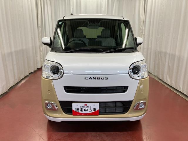 ムーヴキャンバスストライプスＧ元展示車　届出済未使用車　車線逸脱システム　衝突被害軽減システム　両側電動スライドドア　シートヒーター　スマートキー　プッシュスタート　ＬＥＤヘッドランプ　電動パーキングブレーキ　ベンチシート　禁煙車（長崎県）の中古車